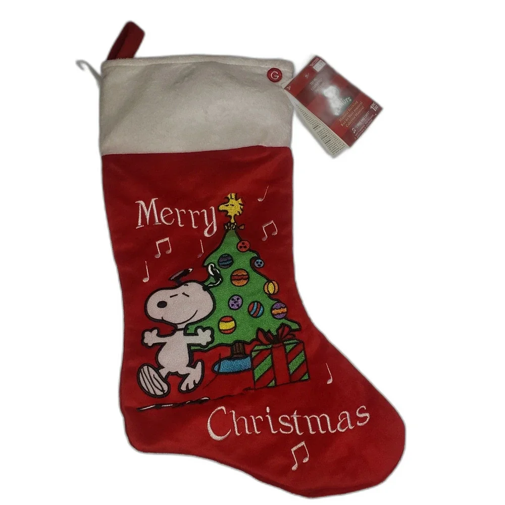 Peanuts Snoopy and Woodstock Musical Christmas Stocking New